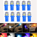 Katur 10pcs T10 W5W LED Bulb 5 SMD LED White Blue Red