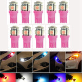 Katur 10pcs T10 W5W LED Bulb 5 SMD LED White Blue Red