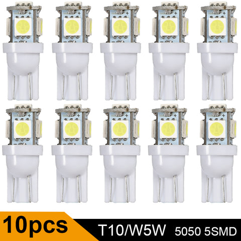 10Pcs Car LED T10 W5W 5050 5SMD Reading Dome Lamp