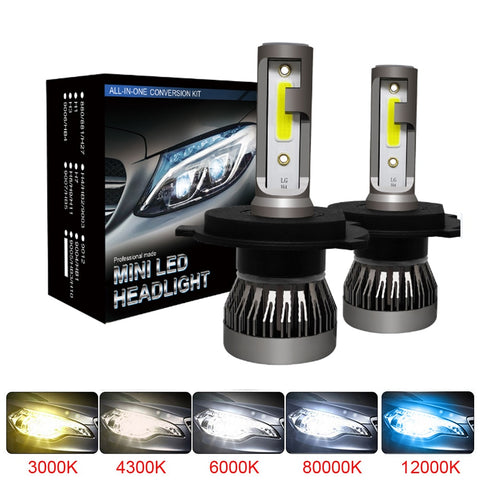 Muxall 2PCS LED 12000LM/PAIR Mini Car Headlight Bulbs