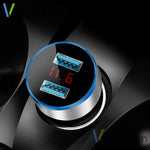 3.1A Dual USB Car Charger 2 Ports LCD Display 12-24V